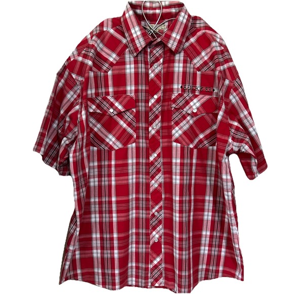 Lucky 13 Ride Culture Plaid Red Button Up Short Sleeve Shirt 2XL Dead Man's Hand - Picture 3 of 16